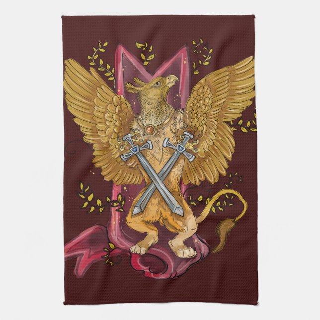 Gryphon with Swords Tea Towel (Vertical)