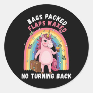 Gs Packed Flaps Waxed No Turning Ck Unicorn Humor Classic Round Sticker