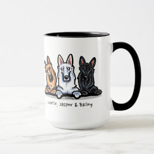 GSD Black White and Tan Personalised Mug