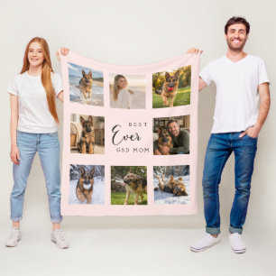 GSD dog Mum Mother blush pink photo collage Fleece Blanket