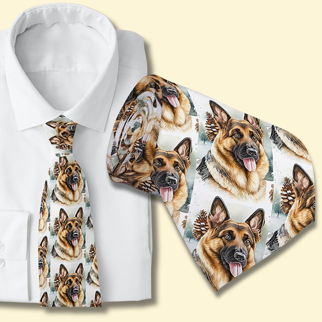GSD German Shepherd Dogs in Snow on White Tie (Creator Uploaded)