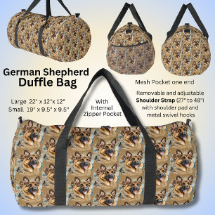 GSD German Shepherd Dogs on Brown Duffle Bag