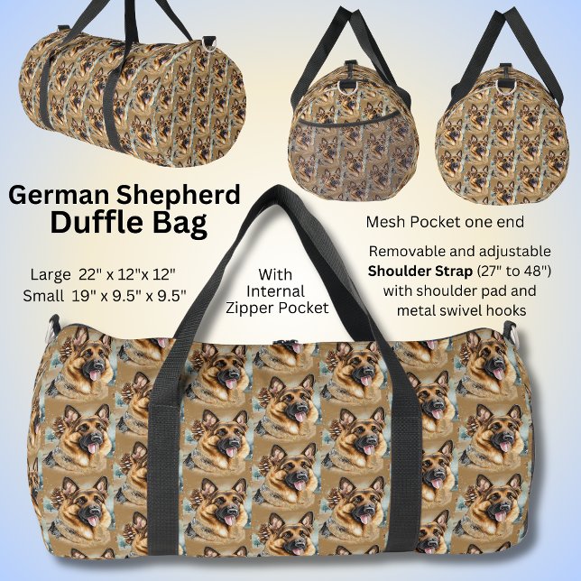 GSD German Shepherd Dogs on Brown Duffle Bag (Creator Uploaded)
