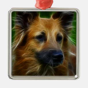 GSD German Shepherd pic Metal Tree Decoration