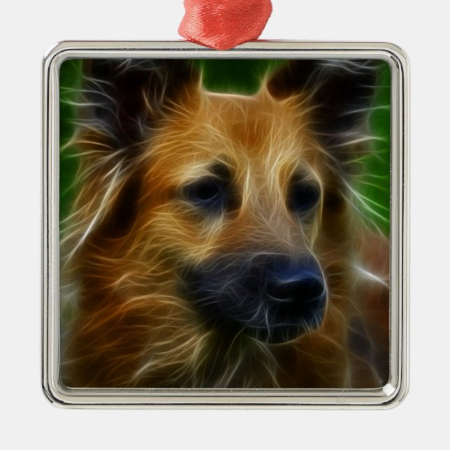 GSD German Shepherd pic Metal Tree Decoration (Front)