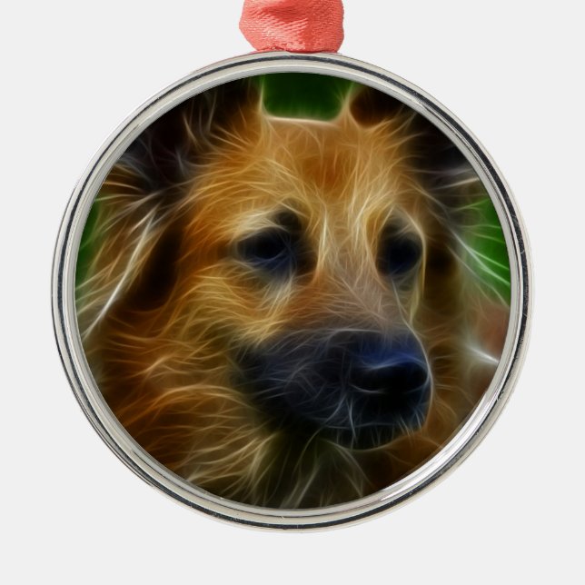 GSD German Shepherd pic Metal Tree Decoration (Front)