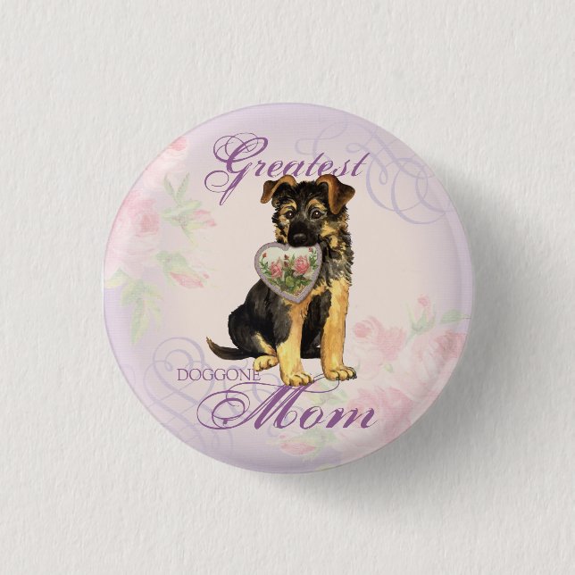 GSD Heart Mum 3 Cm Round Badge (Front)