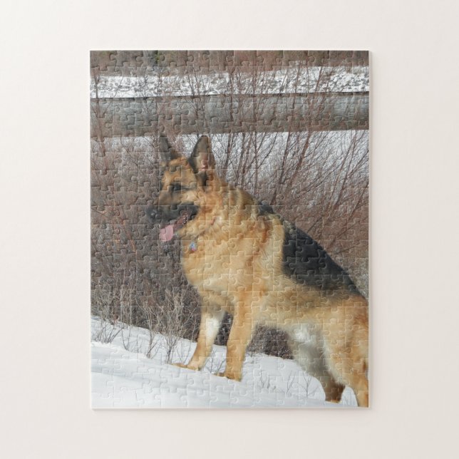 GSD in Winter Snow Jigsaw Puzzle (Vertical)