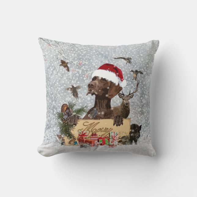 Gsp ,Dog christmas   Cushion (Front)