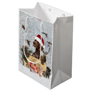 Gsp ,Dog christmas Medium Gift Bag