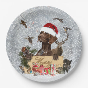 Gsp ,Dog christmas  Paper Plate