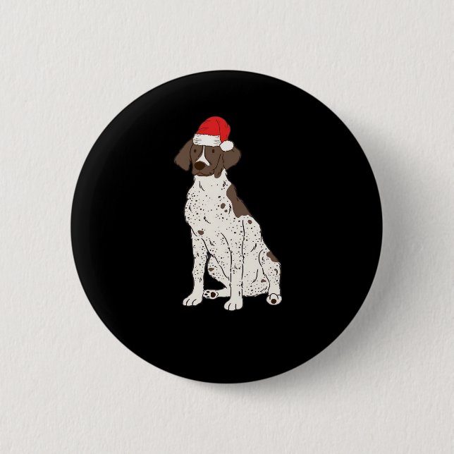 GSP German Shorthaired Pointer Christmas Santa Dog 6 Cm Round Badge (Front)