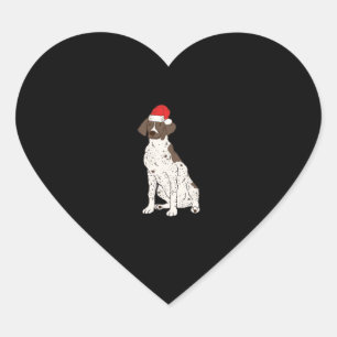 GSP German Shorthaired Pointer Christmas Santa Dog Heart Sticker