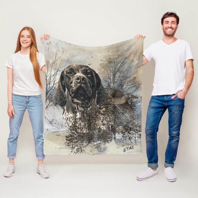GSP, German Shorthaired Pointer Fleece Blanket (In Situ)