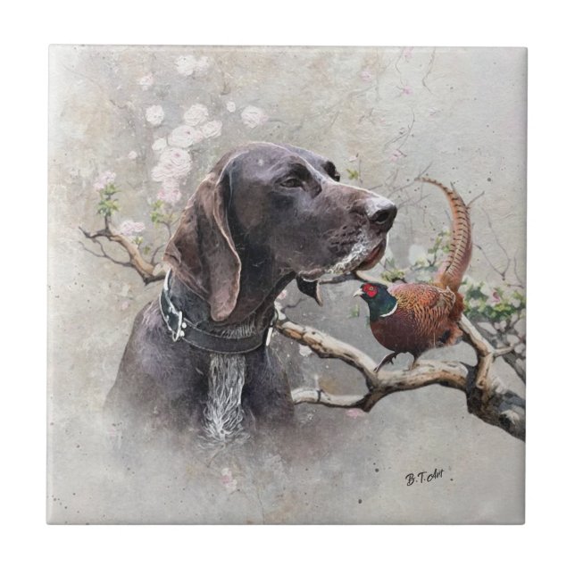 GSP Hunting Art – Precision, Passion, and Pheasant Tile (Front)