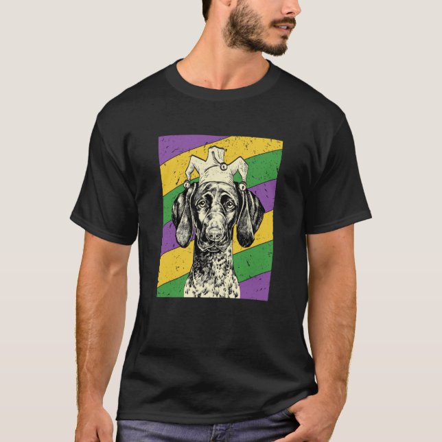 GSP Jester Mardi Gras Dog Mom or Dad T-Shirt (Front)
