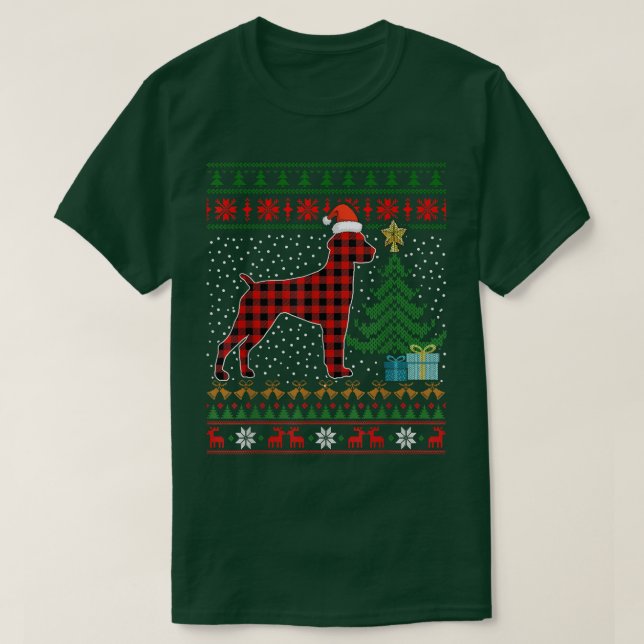GSP Red Plaid Buffalo Funny Ugly Christmas Sweater (Design Front)