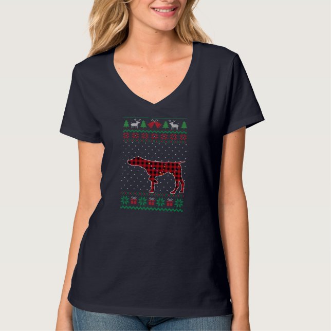 GSP Red Plaid Buffalo Funny Ugly Christmas Sweater (Front)