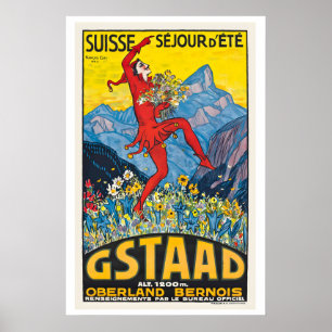 Gstaadt Bernese Oberland Switzerland Vintage Poster
