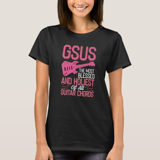 GSUS Guitar Chords With Electric Guitar Premium T-Shirt (Front)