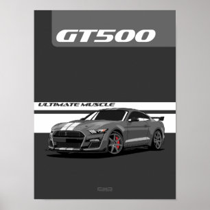GT500 Muscle Car Poster – Grey