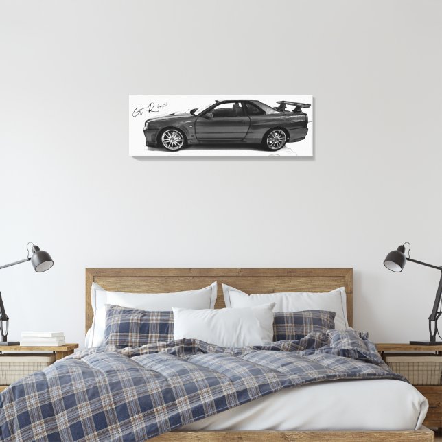GT-R BNR34 CANVAS PRINT (Insitu(Bedroom))