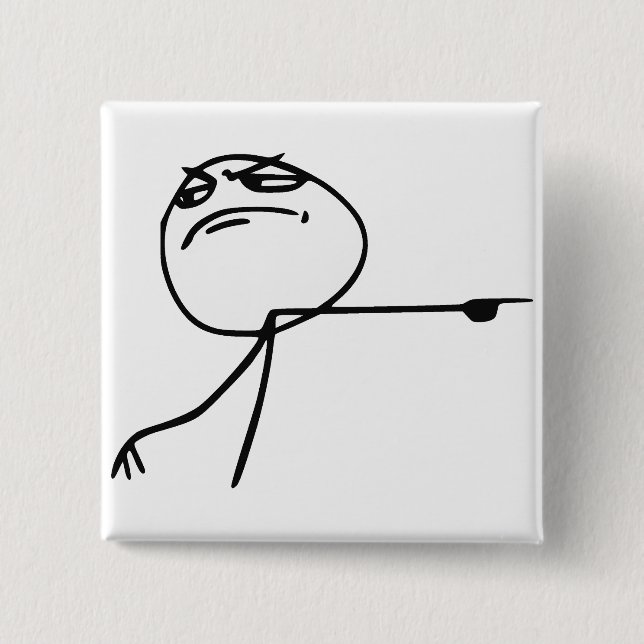 GTFO Get Out Guy Rage Face Comic Meme 15 Cm Square Badge (Front)