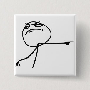 GTFO Get Out Guy Rage Face Comic Meme 15 Cm Square Badge