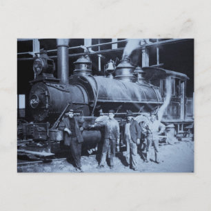 GTW Steam Engine #1252 at the Roudhouse Postcard