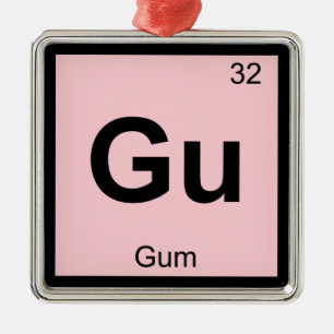 Gu - Gum Chemistry Periodic Table Symbol Metal Tree Decoration