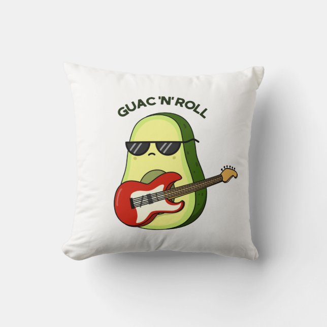 Guac And Roll Funny Avocado Pun  Cushion (Front)