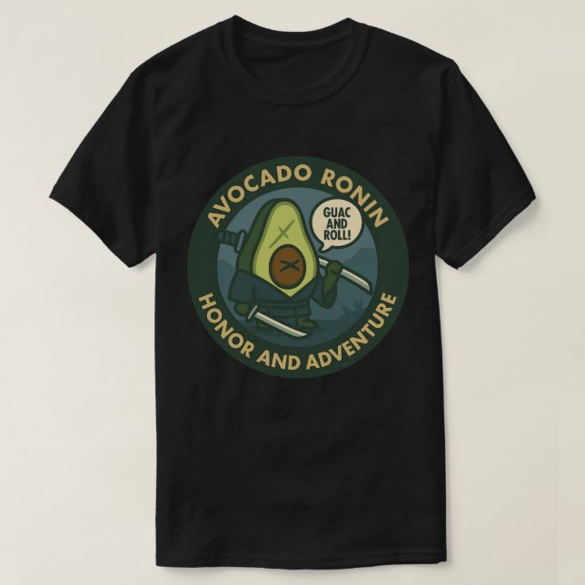 Guac And Roll Samurai Avocado Graphic T-Shirt (Design Front)