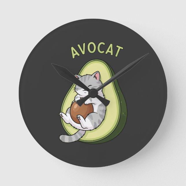 Guac Meow Mode Round Clock (Front)