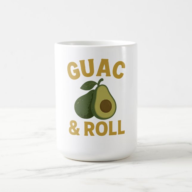 🥑 Guac & Roll – Funny Avocado Foodie T-Shirt  Coffee Mug (Center)