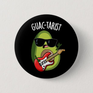 Guac-tarist Funny Avocado Pun Dark BG 6 Cm Round Badge
