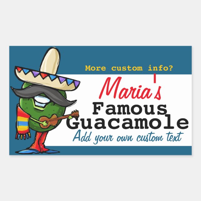 Guacamole Mexican Customisable Food Gift Jar Label (Front)