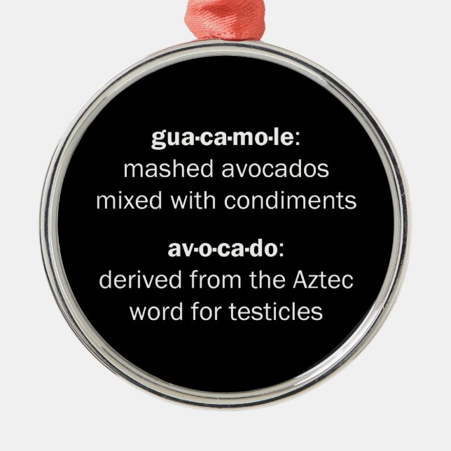 Guacamole Testicles Metal Tree Decoration (Front)
