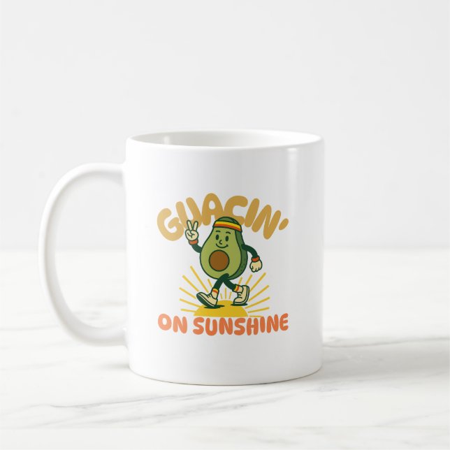 Guacin' on Sunshine Happy Avocado  Coffee Mug (Left)