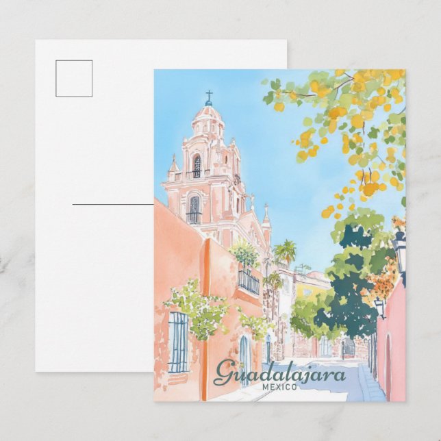 Guadalajara Mexico Gouache Illustration Travel Postcard (Front/Back)