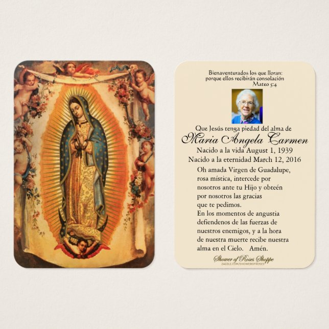 Guadalupe Catholic Spanish Funeral Holy Prayer (Front & Back)