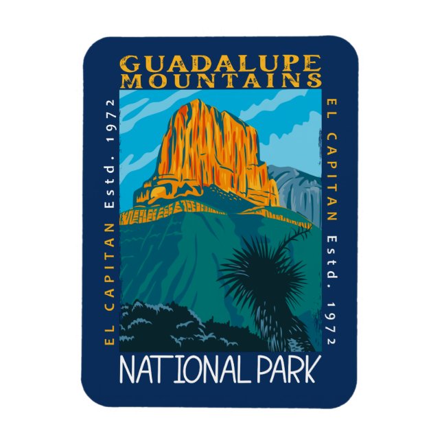  Guadalupe Mountains National Park Distressed  Magnet (Vertical)