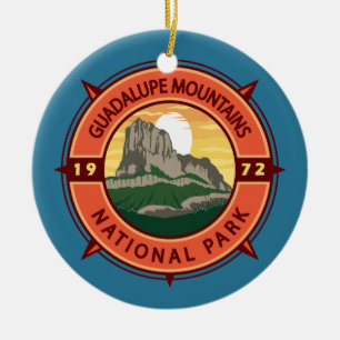 Guadalupe Mountains National Park Retro Compass Ceramic Tree Decoration