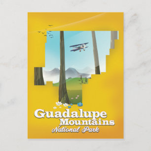 Guadalupe mountains national park, Texas map. Postcard