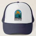 Guadalupe Mountains National Park Texas Vintage  Trucker Hat<br><div class="desc">Guadalupe Mountains vector artwork in a window style design. The park includes Guadalupe Peak,  the highest point in Texas,  and El Capitan.</div>