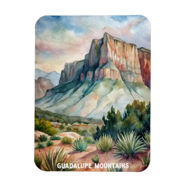 Guadalupe Mountains National Park Watercolor  Magnet (Vertical)