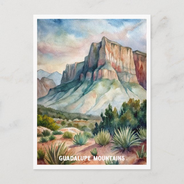 Guadalupe Mountains National Park Watercolor  Postcard (Front)