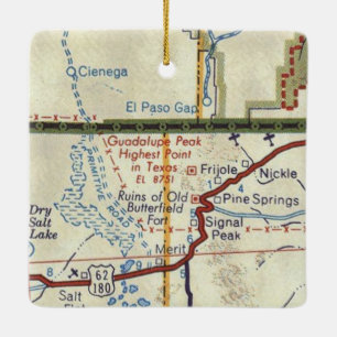 Guadalupe Peak TX Vintage Map Ceramic Ornament