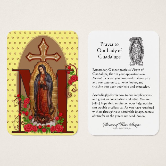Guadalupe Religious Catholic Prayer Holy Card (Front & Back)