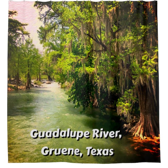 Guadalupe River in Gruene, Texas Watercolor  Shower Curtain (Front)