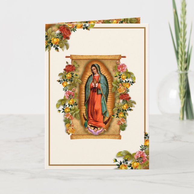 Guadalupe Virgin Mary Catholic Religious Roses  Thank You Card (Front)